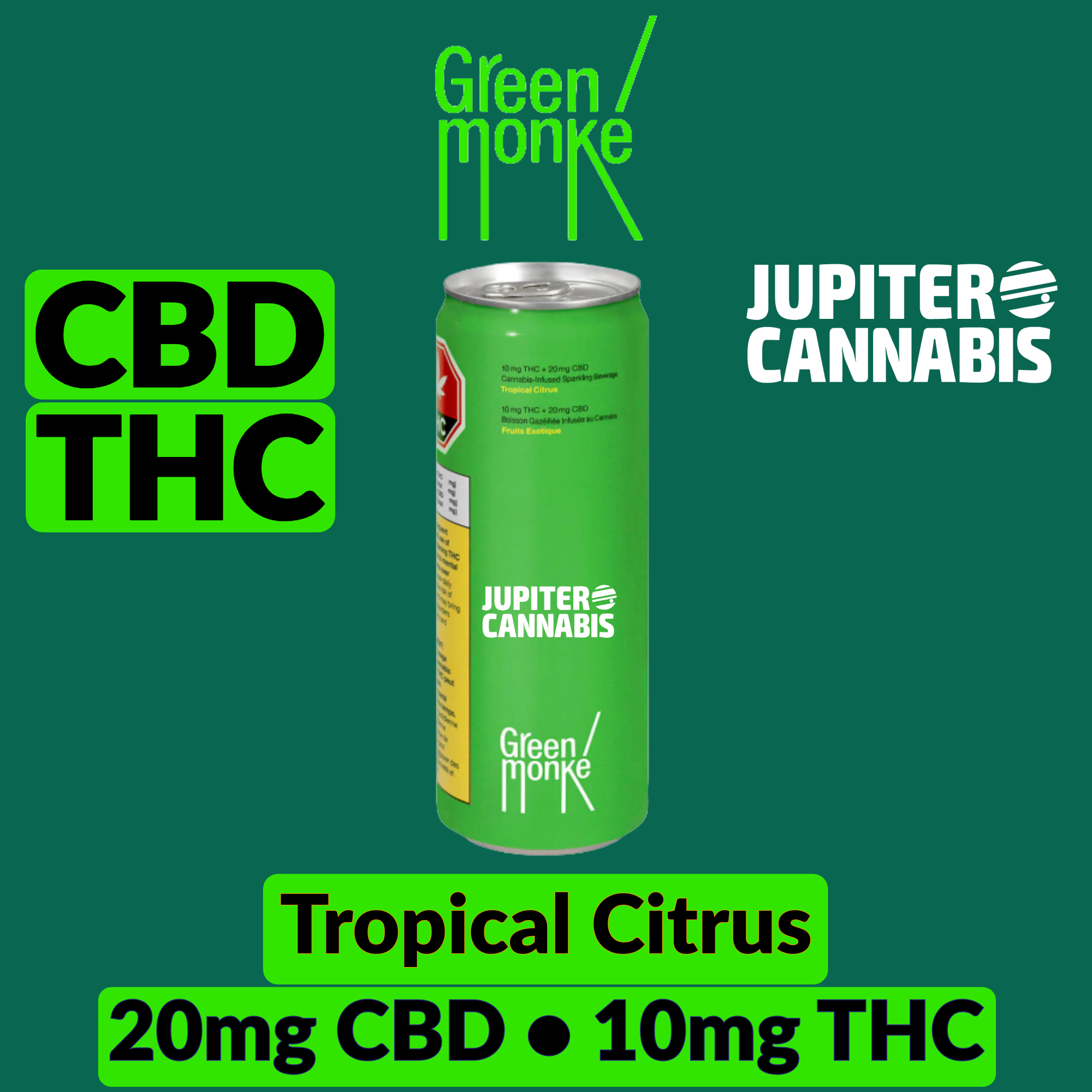 Green Monke Tropical Citrus Sparkling Drink