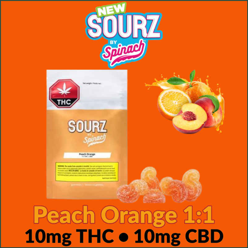 Sourz Sourz Peach Orange 1:1 - Jupiter Cannabis Winnipeg