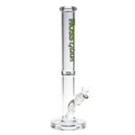 Hoss Glass 14″ Straight Tube w/ Embossed Base and Coloured Logo – Green - Jupiter Cannabis Winnipeg