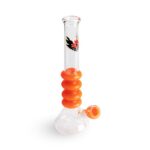 Red Eye Glass 14″ Glass-On-Glass Liquid Tube with Ice Catcher – Orange - Jupiter Cannabis Winnipeg