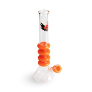 Red Eye Glass 14" Glass-On-Glass Liquid Tube with Ice Catcher - Jupiter Cannabis Winnipeg
