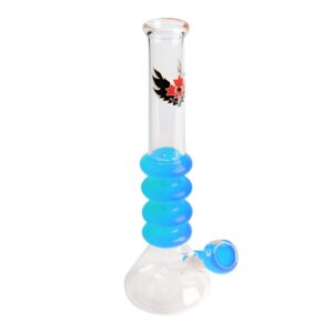 Red Eye Glass 14" Glass-On-Glass Liquid Tube with Ice Catcher - Jupiter Cannabis Winnipeg