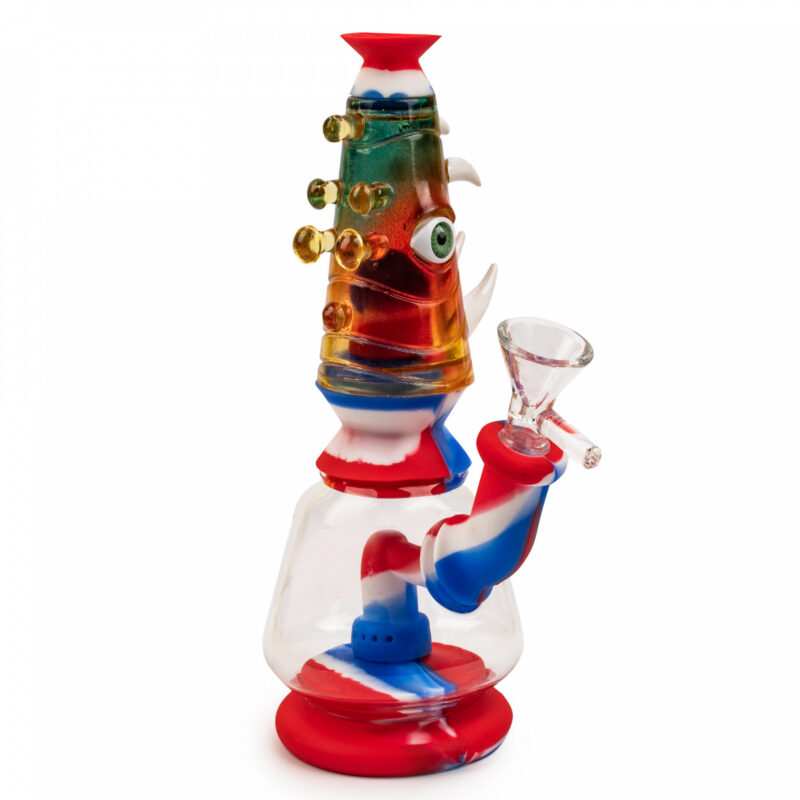 Lit Silicone 7″ Monster Bubbler – Red/White/Blue - Jupiter Cannabis Winnipeg