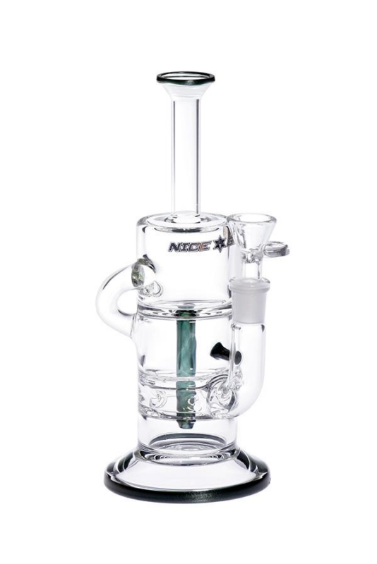 Nice Glass 9″ Unique Recycler w/ North Star Glass – Green - Jupiter Cannabis Winnipeg