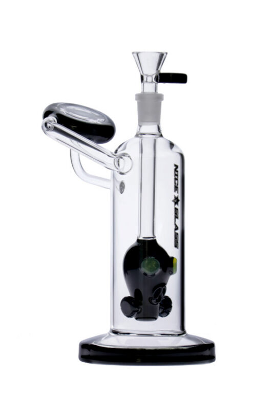 Nice Glass 9″ Gas Mask Perc Recycler – Black - Jupiter Cannabis Winnipeg