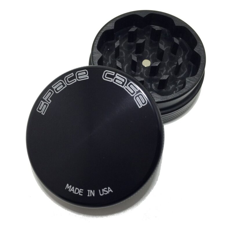 2.5” Space Case 2 PC Titanium Grinder – Black - Jupiter Cannabis Winnipeg