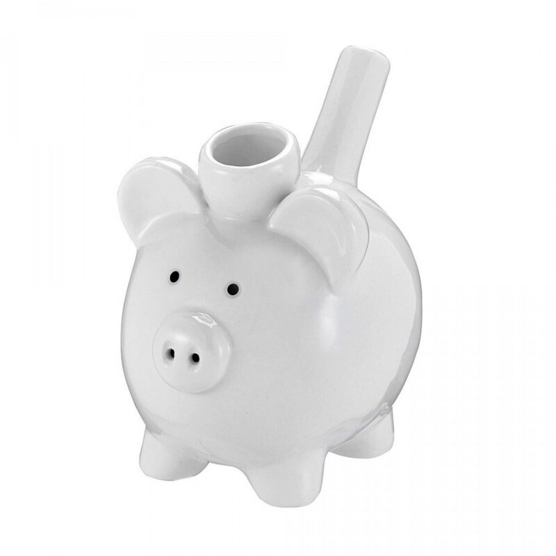 Piggy Ceramic Pipe – White - Jupiter Cannabis Winnipeg
