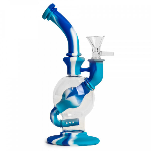 Lit Silicone 8" Ball Bubbler W/Glass Chamber and Pull-out