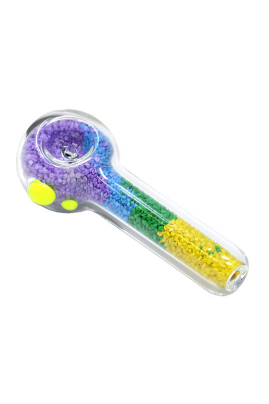 Nice Glass 5″ SAND-FILLED HAND PIPE – Rainbow - Jupiter Cannabis Winnipeg