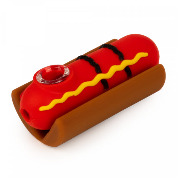 LIT Silicone 4" Hot Dog Hand Pipe W/Glass Bowl