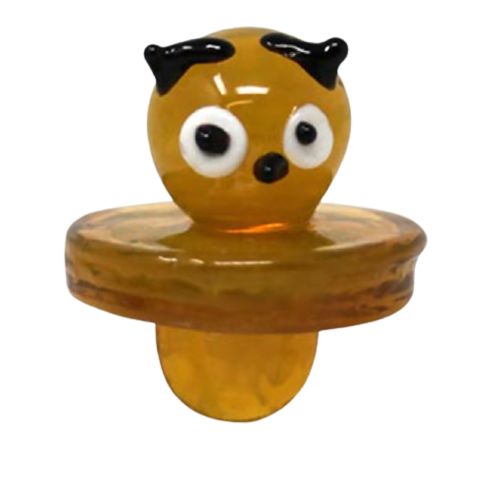 Handmade Small Carb Cap – Yellow Owl - Jupiter Cannabis Winnipeg