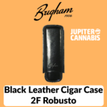 Brigham Black Leather Cigar Case 2F Robusto - Jupiter Cannabis Winnipeg