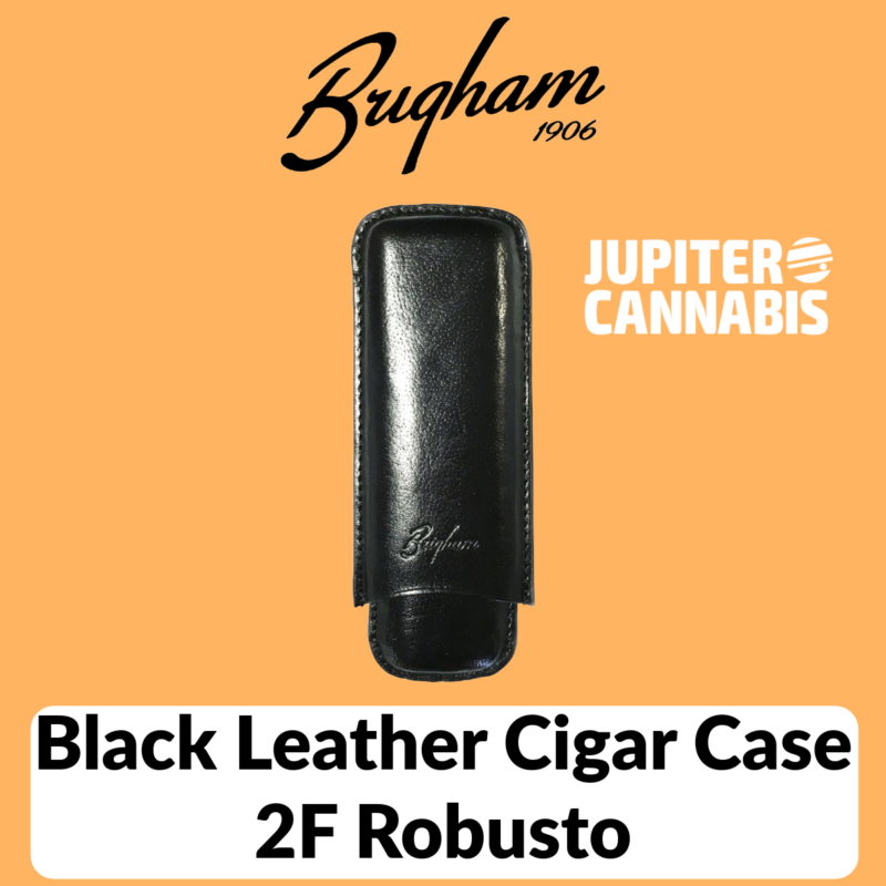 Brigham Black Leather Cigar Case 2F Robusto - Jupiter Cannabis Winnipeg