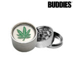 Buddies Metal Grinder/Sifter – Leaf - Jupiter Cannabis Winnipeg
