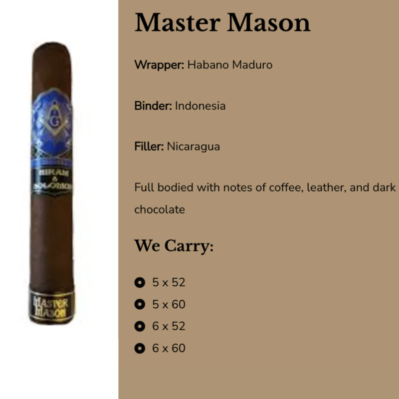 Hiram & Solomon Hiram & Solomon Master Mason Toro – 6 x 52 - Jupiter Cannabis Winnipeg