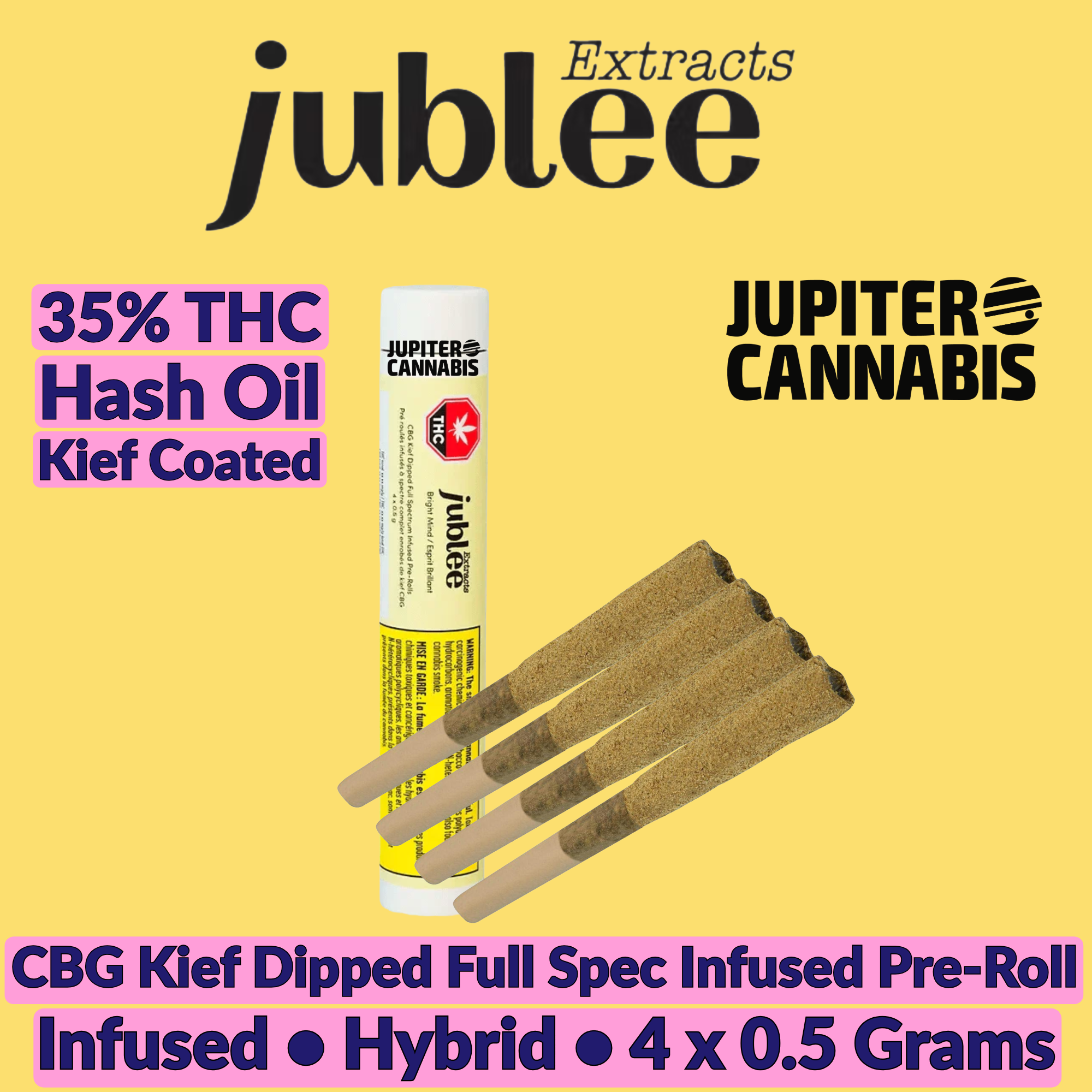 Jublee Bright Mind CBG Kief Dipped Full Spec Infused Pre-Rolls