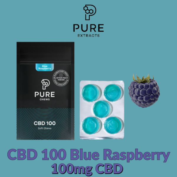 Pure Chews CBD 100 Blue Raspberry