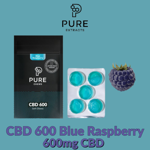 Pure Chews CBD 600 Blue Raspberry
