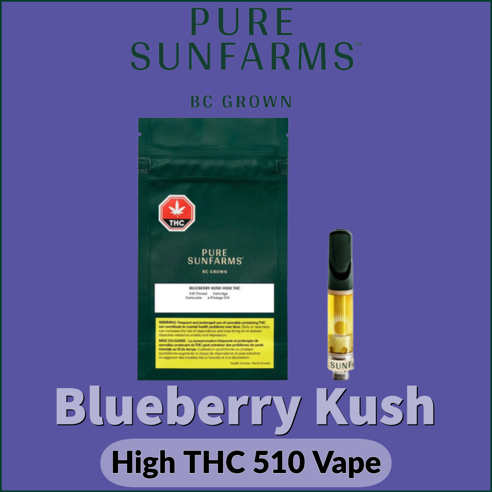 Pure Sunfarms Blueberry Kush High THC | Jupiter Cannabis Winnipeg