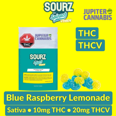 Spinach Sourz Blue Raspberry Lemonade THC THCV Gummies