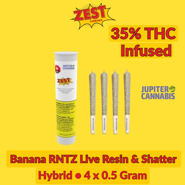 Zest Cannabis Banana RNTZ Live Resin & Shatter Infused Pre-Rolls