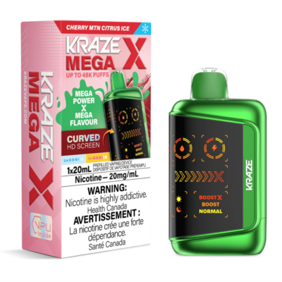 Kraze Mega X Disposable Vape – Cherry MTN Citrus Ice - Jupiter Cannabis Winnipeg