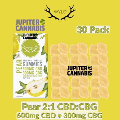 Wyld Wyld Pear 2:1 CBD:CBG Gummies 30 Pack - Jupiter Cannabis Winnipeg