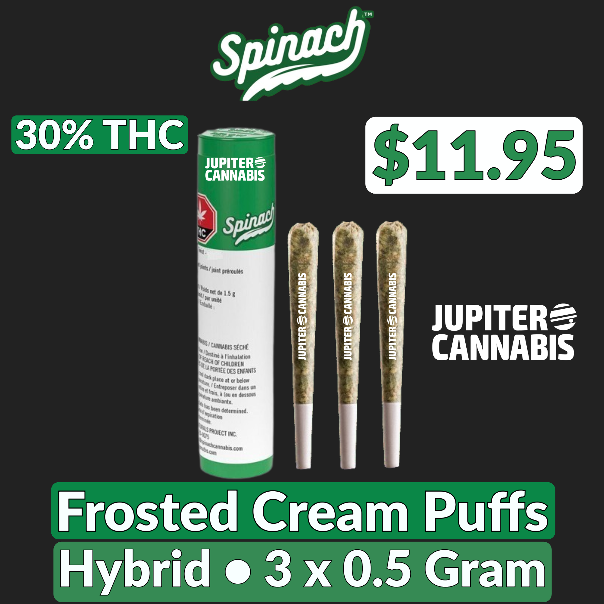 Spinach Frosted Cream Puffs 3 Pack