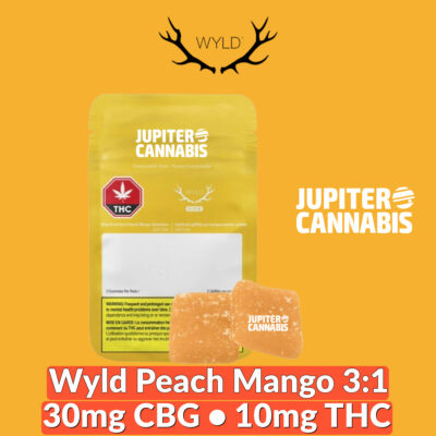 Wyld Wyld Sour Peach Mango 3:1 CBG:THC Gummies - Jupiter Cannabis Winnipeg