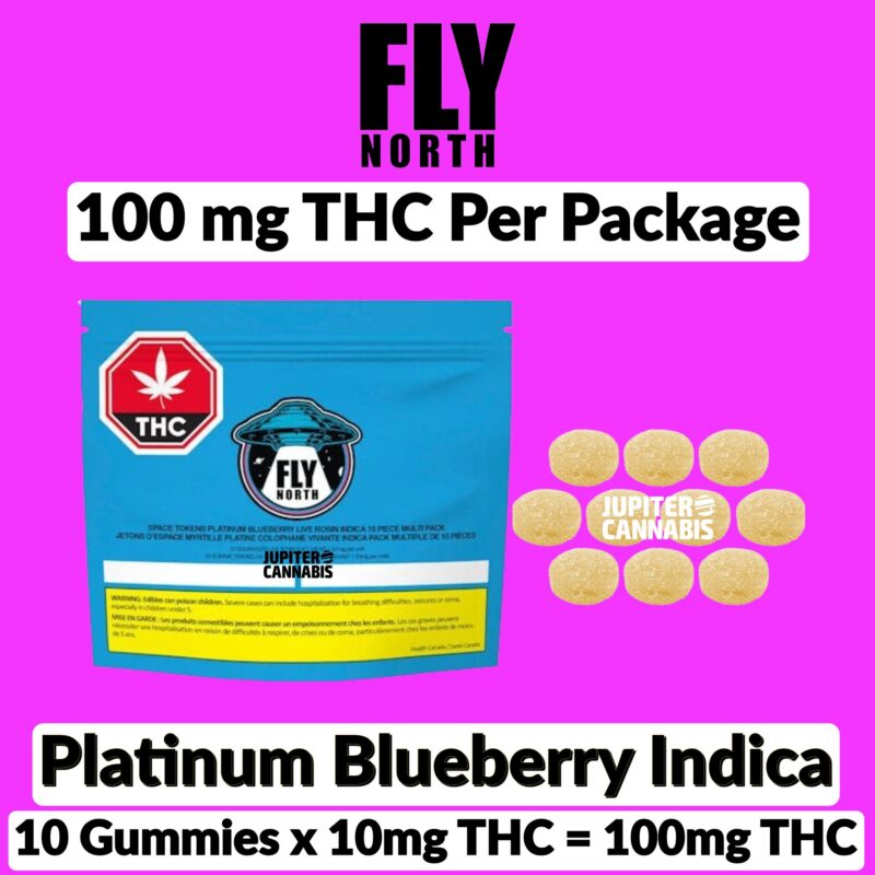 Fly North Fly North Platinum Blueberry Indica 100mg Gummies - Jupiter Cannabis Winnipeg