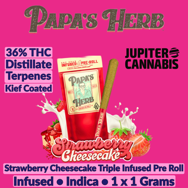 Papa's Herb Papa’s Herb Strawberry Cheesecake Triple Infused Joint - Jupiter Cannabis Winnipeg