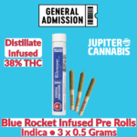 General Admission General Admission Blue Rocket Distillate Infused Pre-Rolls 3 Pack - Jupiter Cannabis Winnipeg
