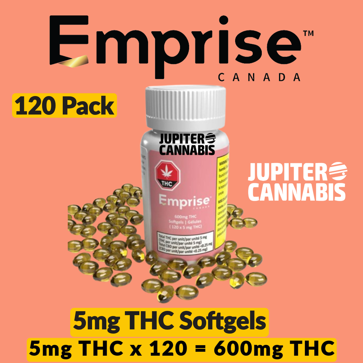 Emprise 600mg THC Softgels 120 Pack