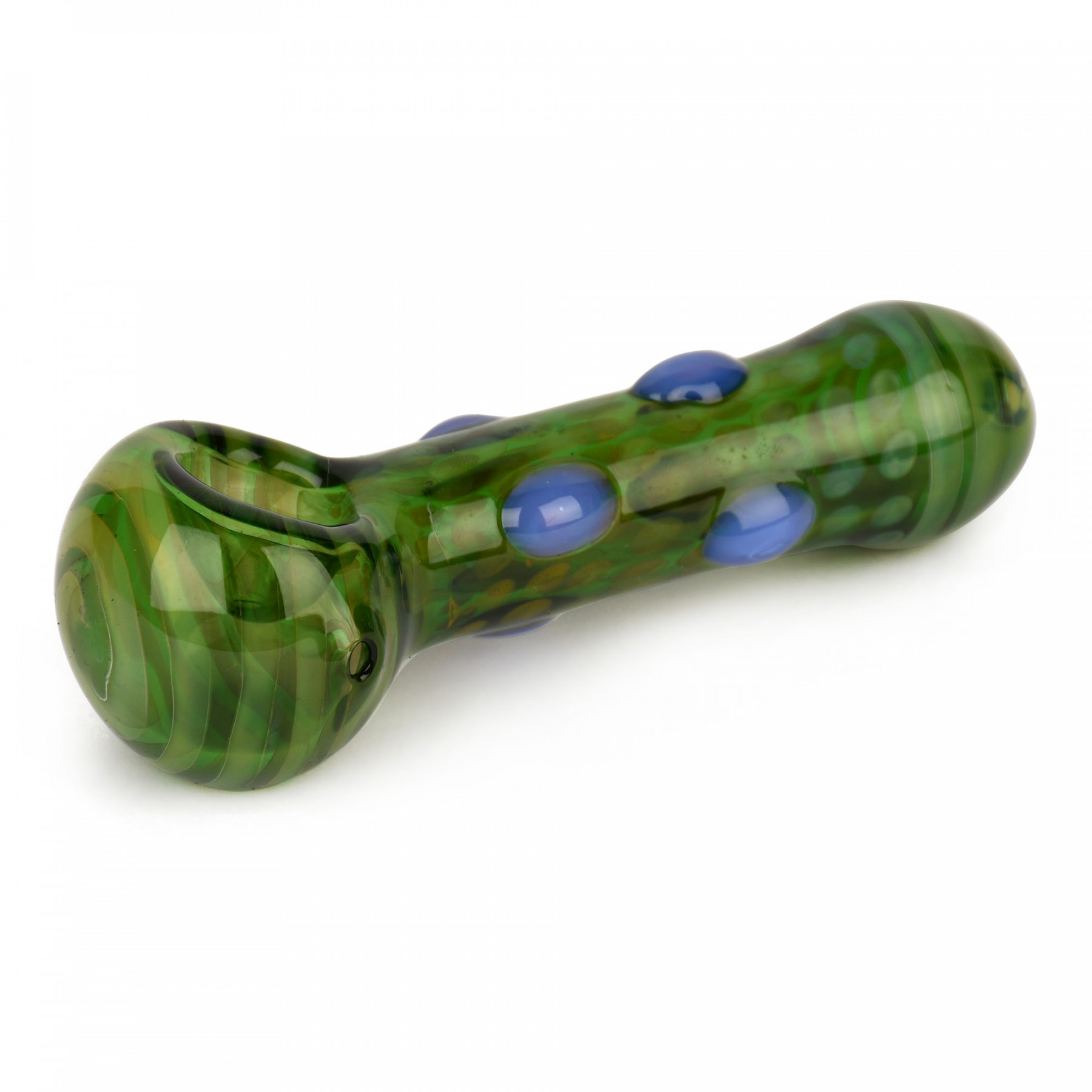 Red Eye Glass 4.5" Colour Dots Hand Pipe W/24K Gold Accents - Green