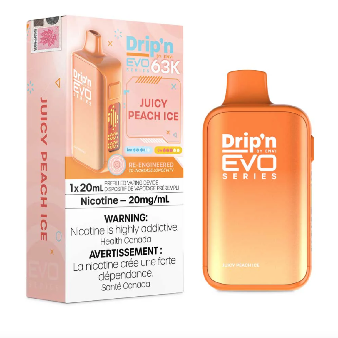 Drip'n by Envi EVO 63K Disposable - Juicy Peach Ice