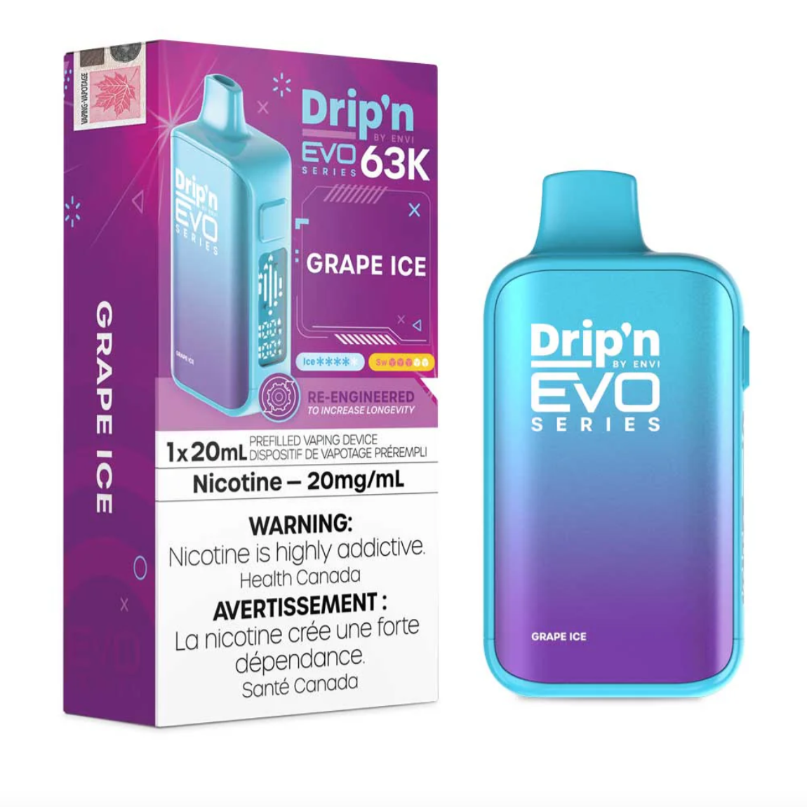 Drip'n by Envi EVO 63K Disposable - Grape Ice