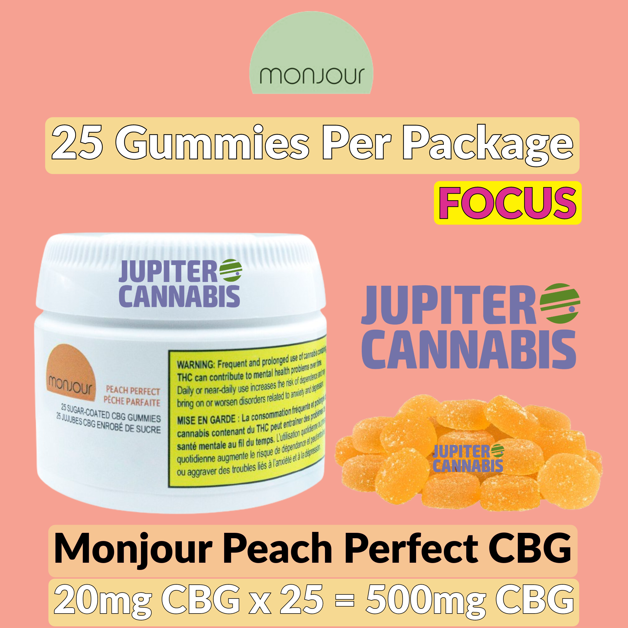 Monjour Peach Perfect CBG Gummies