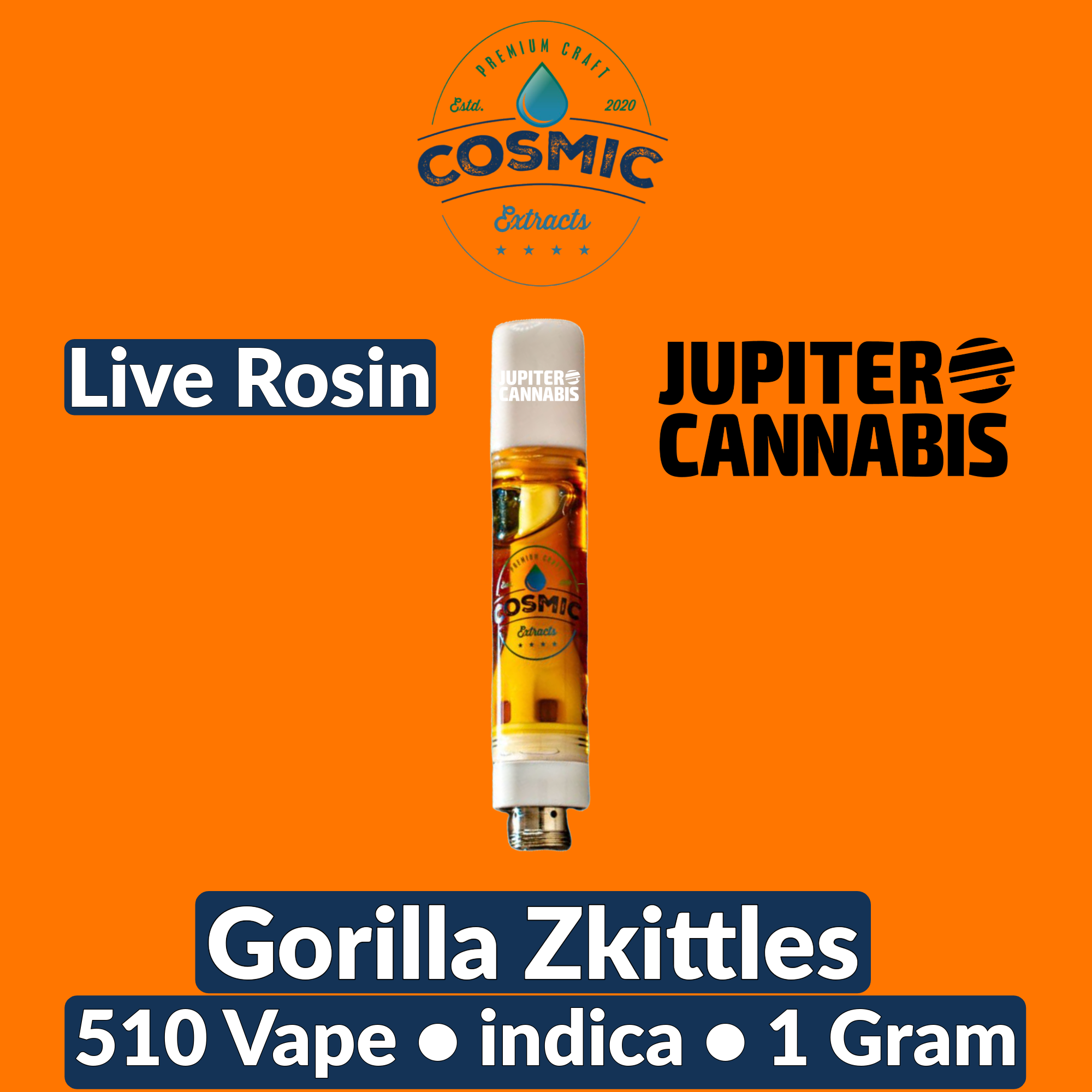 Cosmic Extracts Gorilla Zkittles Live Rosin Vape Cart