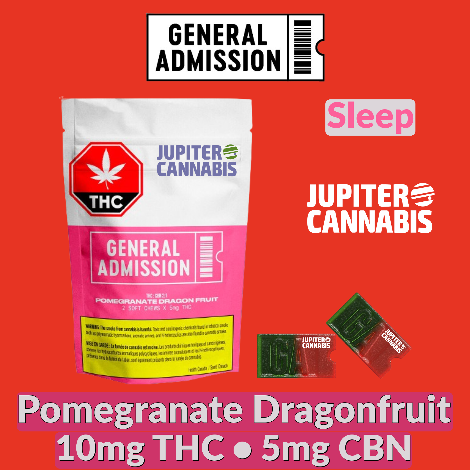 General Admission Pomegranate Dragonfruit CBN Gummies
