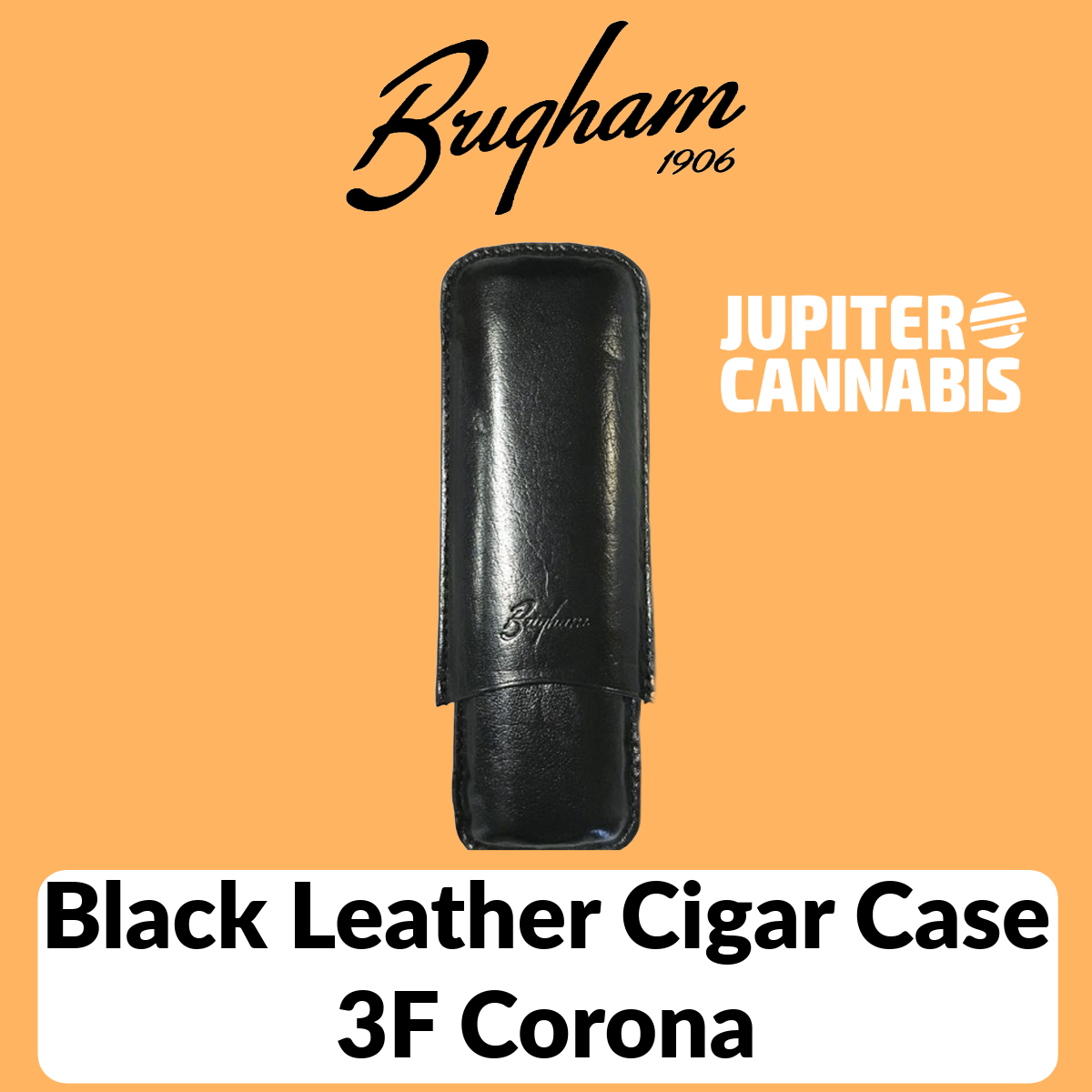 Brigham Black Leather Cigar Case 3F Corona