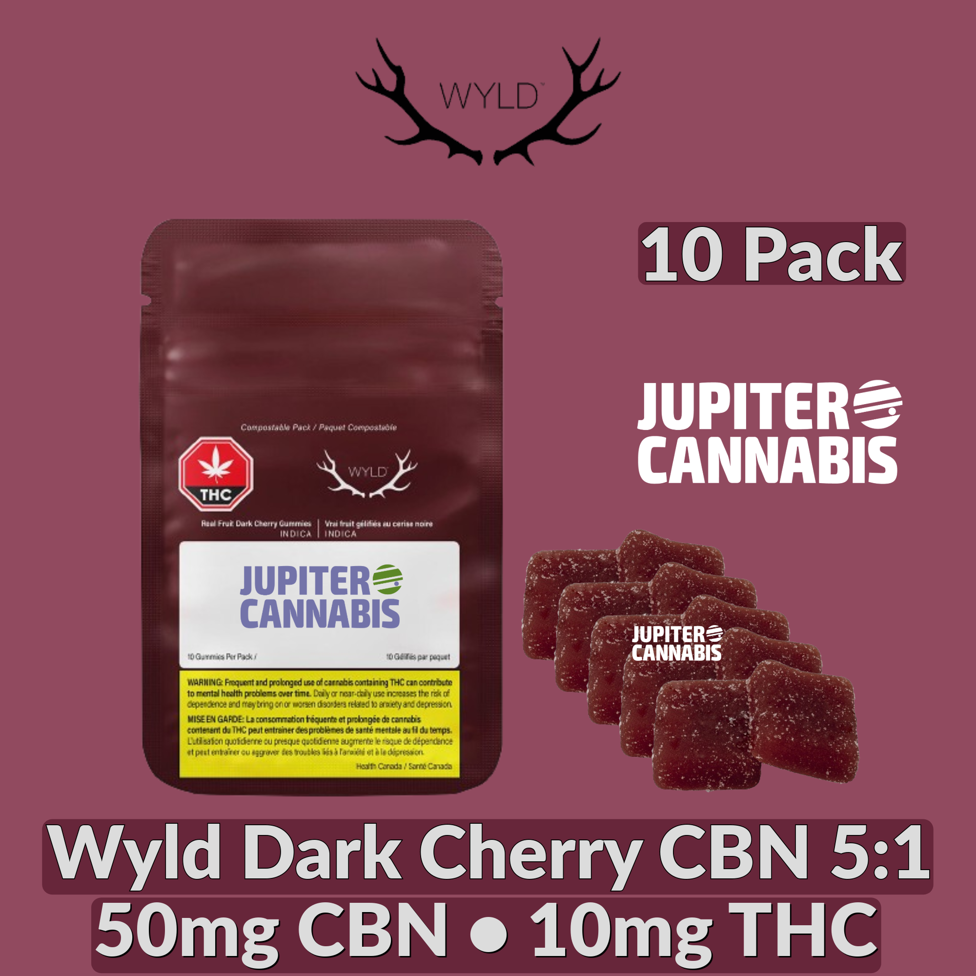 Wyld Dark Cherry CBN 5:1 Gummies