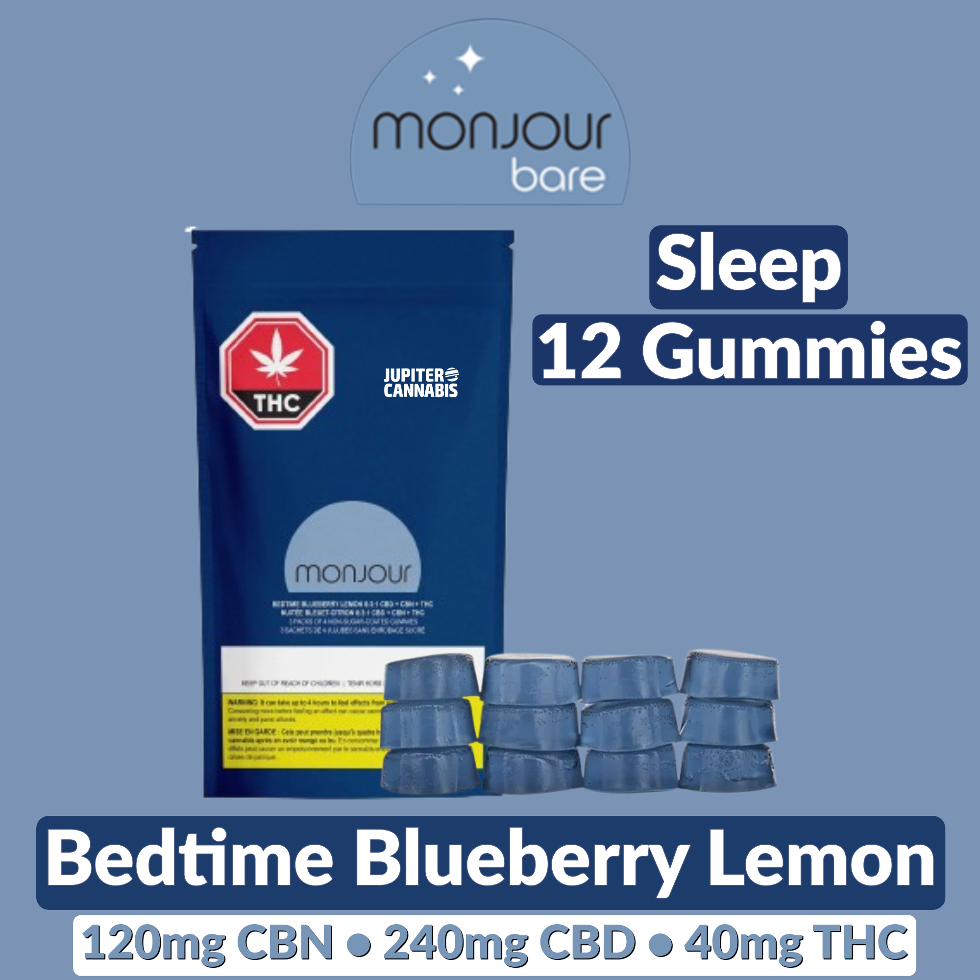 Monjour Bedtime Blueberry Lemon 12 Pack