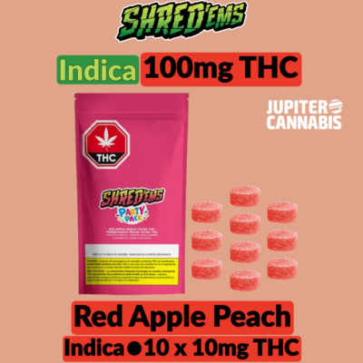 Shred'Ems Shred’Ems Red Apple Peach 100mg THC - Jupiter Cannabis Winnipeg