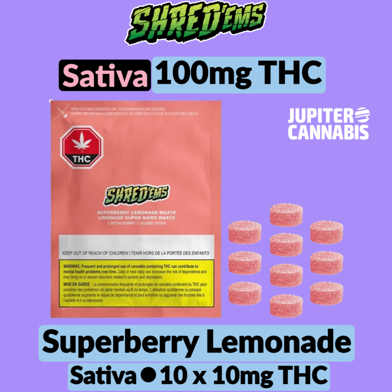 Shred'Ems Shred’Ems Superberry Lemonade 100mg THC - Jupiter Cannabis Winnipeg