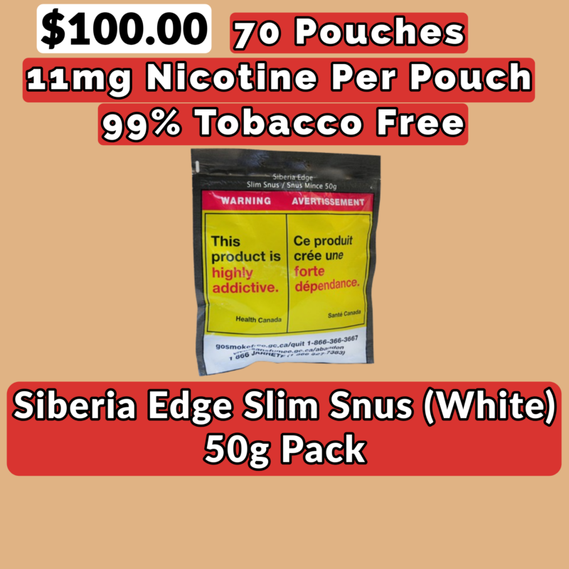 Siberia EDGE Slim Snus 50 Gram XL 70 Pouches Per 11mg Each - Jupiter Cannabis Winnipeg