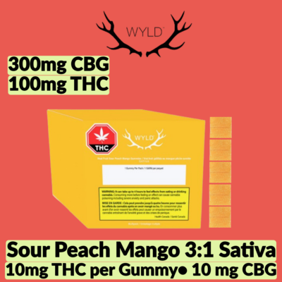 Wyld Wyld Sour Peach Mango 3:1 CBG THC 10 Pack - Jupiter Cannabis Winnipeg