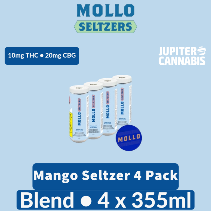 Mollo Seltzers Mollo Seltzers Mango 4 Pack - Jupiter Cannabis Winnipeg